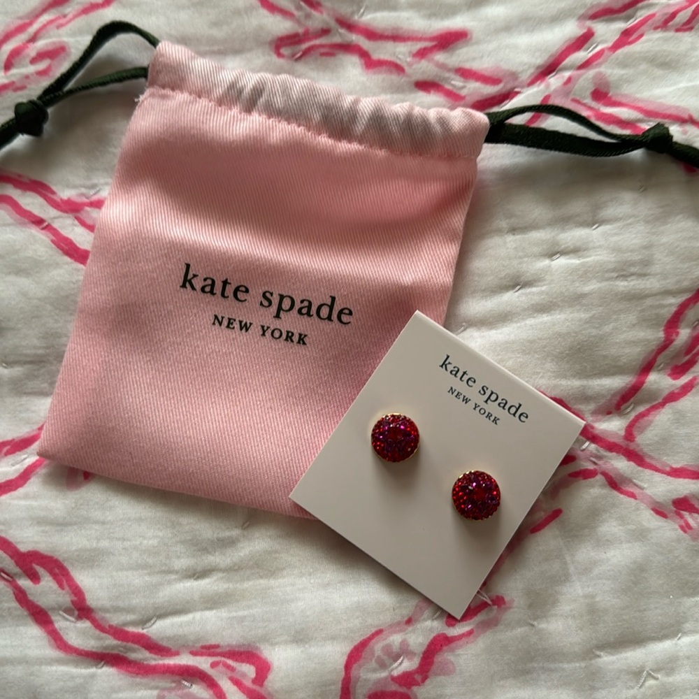NWT Kate Spade Brilliant Statement Stud Earrings in Red